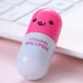Bonito mini bolígrafo de cápsula con diseño de cara sonriente, regalo de papelería. - Carcasa Rosa