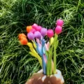 Kleurveranderende tulp gelpen 0.5mm zwarte inkt creatieve zachte rubberen bloem kantoorartikelen - Kleurveranderende tulp gemengde kleuren