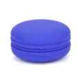 Blue silicone macaron storage box for jewelry and cosmetics, portable travel container. - Dark Blue