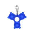 Blue silicone fidget spinner keychain, pop bubble sensory decompression toy for stress relief. - Blue Gold