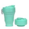 Zusammenklappbare Silikon-Reisewasserflasche, tragbarer Outdoor-Sport-Teleskopbecher in Minzgrün. - Einfarbig Grün
