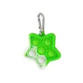 Green star silicone push pop fidget toy keychain with metal clasp for stress relief. - White Green