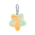 Star silicone push pop bubble fidget toy keychain, orange and green gradient color. - Yellow Plus Green
