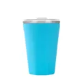 Double wall stainless steel insulated tumbler cup with clear lid and blue sleeve. - Light Blue
