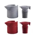 Silicone wine stopper and pourer set, expandable leak-proof bottle seal in grey and red colors. - Gray+Wine Red