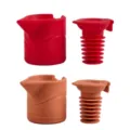 Silicone Wine Stopper Leakproof Champagne Sealer Reusable Bottle Plug Red Brown Set - Red And Orange