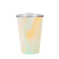 Gobelet en acier inoxydable à double paroi avec housse en silicone colorée et couvercle. - 330ML / Jaune Irisé