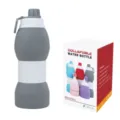 Πτυσσόμενο μπουκάλι νερού σιλικόνης 600ml φορητό αθλητικό μπουκάλι για ταξίδι και άθληση - Γκρι