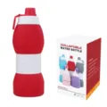 Πτυσσόμενο μπουκάλι νερού σιλικόνης 600ml φορητό αθλητικό παγούρι με κουτί. - Κόκκινο