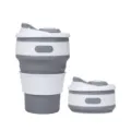 Collapsible silicone coffee cup portable telescopic travel mug with lid and heat sleeve - Firmament Grey