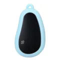 Portable rechargeable digital display hand warmer in light blue, perfect for cold winter days. - Light Blue