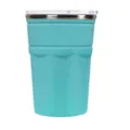 Tasse à bière rafraîchissante isolée en acier inoxydable turquoise avec couvercle transparent - 550ml / Bleu lac