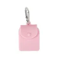 Pink silicone portable storage pouch with metal carabiner hook for daily small items. - Pink
