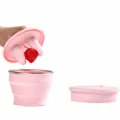 Πτυσσόμενο μπολ σιλικόνης κάμπινγκ 500ml φορητό εξωτερικό δοχείο τροφίμων με καπάκι - 500ml / Ροζ