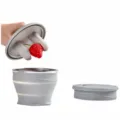 Zusammenklappbare Silikon Camping Schale Outdoor Reise Tragbare Snack Tasse Mit Deckel - 500ml / Grau