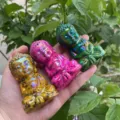 Handmade 8cm aura crystal carved buddha statue natural gemstone reiki healing decor item - Randomly Mixed