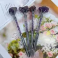 Kristall Edelstein Splitter Kugelschreiber mit natürlichem Amethyst Top und klarem Schaft. - Amethyst / Silber