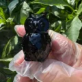 4.5cm natuurlijke zwarte obsidiaan kristal uil beeldje snijden edelsteen detail - Obsidiaan, ongeveer 46g / Natuurlijke Zwarte Obsidiaan (Met Natuurlijke Textuur)