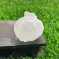 Crystal ghost pumpkin carving detail view, natural gemstone Halloween decor, 3.5cm small stone figurine. - White Crystal