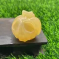 Natural crystal ghost pumpkin gemstone carving 3.5cm Halloween home decor ornament. - Golden Steatite