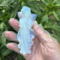 10cm opalite crystal angel figurine, hand-carved gemstone cupid ornament for home decor. - Opal / 10cm Size