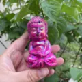 Handcrafted aura pink crystal Buddha figurine carving gemstone spiritual home decor 8cm - Electroplated Rose Red