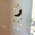 Kristall Sonnenfänger hängende Mondsichel Prisma Fenster Ornament für Haus Balkon - Obsidian / Ca. 41-43cm