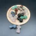Natural gemstone crystal mushroom figurine, 1.5 inch carved healing stone decor. - Mixed Colors