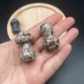 Natural gemstone crystal mushroom carving mini healing stone decor hand ornament pocket talisman - Red Sakura