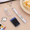 Sakura geprinte vulpen set met vijf blauwe inktpatronen voor studenten briefpapier. - 0.38mm / Wit