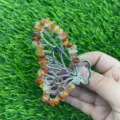 Schmetterling Kristall Haarklammer mit Naturstein Splittern edler Metall Haargreifer fur Frauen - Roter Achat / Goldene Legierungskralle