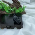 Crystal cat carving detail, natural stone black cat figurine, miniature home decor statue. - Plum Blossom Jade / 3cm / Dark Green
