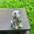 Handgeschnitzte Naturstein Welpe Figur Kristall Hund Skulptur Detailansicht Heimdeko - Kiwi
