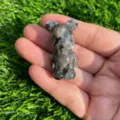 1.5 Inch Natural Stone Bear Figurine Gemstone Carved Collectible Toy Cute Ornament - Larvikite