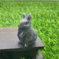 Natural stone rabbit figurine, gemstone carved animal statue, small cute desk decor ornament. - Blue Sodalite