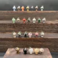 Natural stone small mushroom pendant details, assorted crystal gemstone mineral charm necklace jewelry. - Multicolor