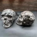 7cm natural stone carved skull figurine, black and white crystal gemstone decor for gothic home display - Roadside Stone
