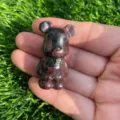Natural gemstone carved bear figurine, 1.5 inch cute crystal bear desktop decor ornament. - Garnet