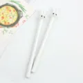 Creative cute white rabbit gel pen, 0.5mm black ink smooth writing stationery for daily office school use. - White