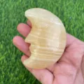 7cm scultura viso di luna in cristallo giallo pietra naturale mezzaluna decorazione - Steatite Dorata