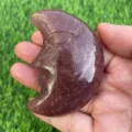 7cm viso di luna in cristallo intaglio pietra semi-preziosa decorazione di luna - Quarzo rosa