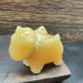 Yellow crystal anime character stone carving ornament for cute home decoration. - Golden Steatite