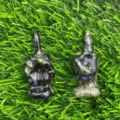 Statuetta medio in pietra naturale, ornamento mano scolpita per scrivania, 5cm. - Larvikite