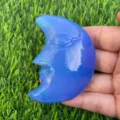 7cm cristallo blu viso di luna intaglio pietra preziosa doppia faccia scolpita pietra di cura - Opalite Blu