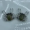 Spilla ciondolo ragno in pietra naturale, gioielli gotici color argento per donne usura. - Unakite