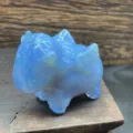 Handmade blue opalite crystal unicorn figurine, 5cm healing stone mythical beast decor. - Blue Alabaster