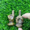 5cm pietra naturale dito medio intagliato statuetta scrivania giocattolo gemma scultura - Giada Seta Oro