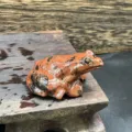 Natürlicher Edelstein Frosch Figur 4cm süßes Kristall Tier geschnitzt braun Deko Skulptur - Mahagoni-Obsidian
