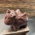 Handmade ceramic winged unicorn figurine tea pet cute miniature desktop decoration craft gift. - Purple Inclusion Jade