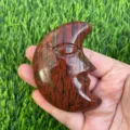 Pietra naturale scolpita faccia di luna cristallo pietra di palma guarigione decoro 7cm - Sesamo Rosso
